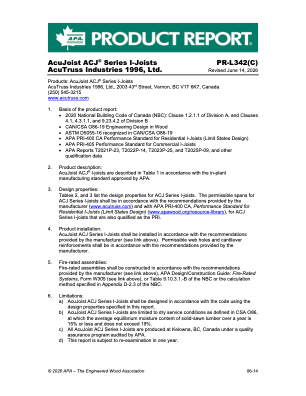 Canadian APA Product Report