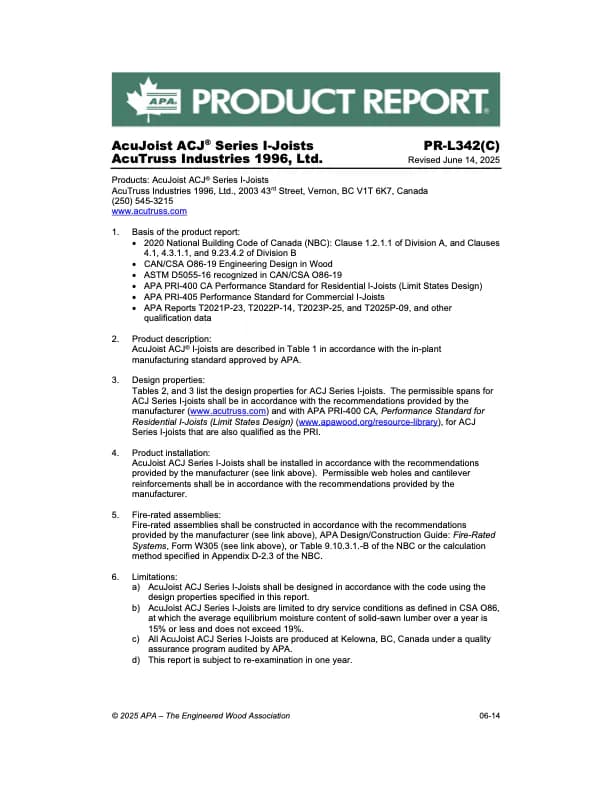 Canadian APA Product Report