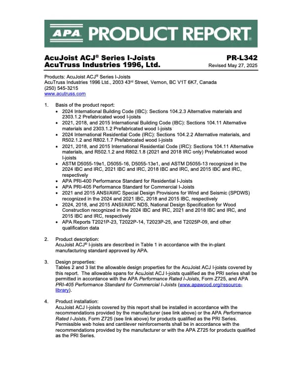 APA Product Certification Report (PR-L342)