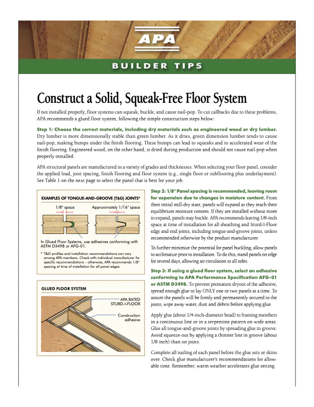 Solid, Squeak-Free Floor System (Q300)